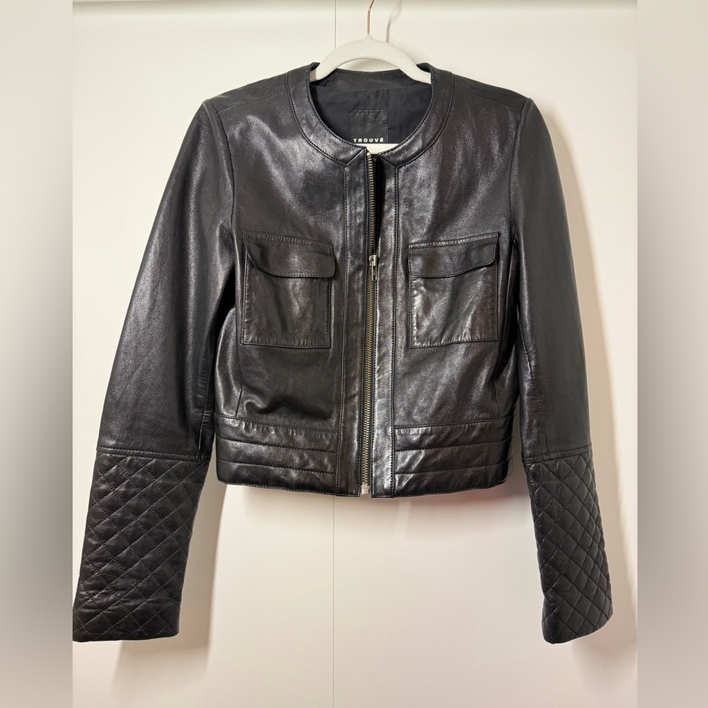 Trouvé Cropped Leather Jacket – Size S